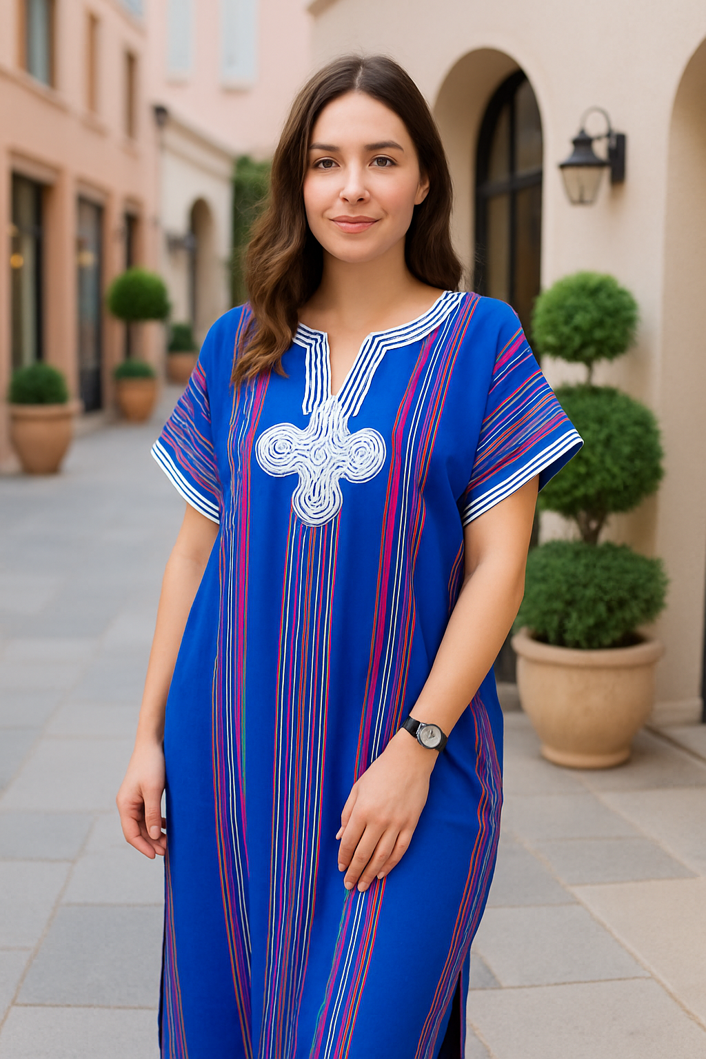 Stunning Blue Moroccan Kaftan - Bohemian Style Women's Oriental Dress