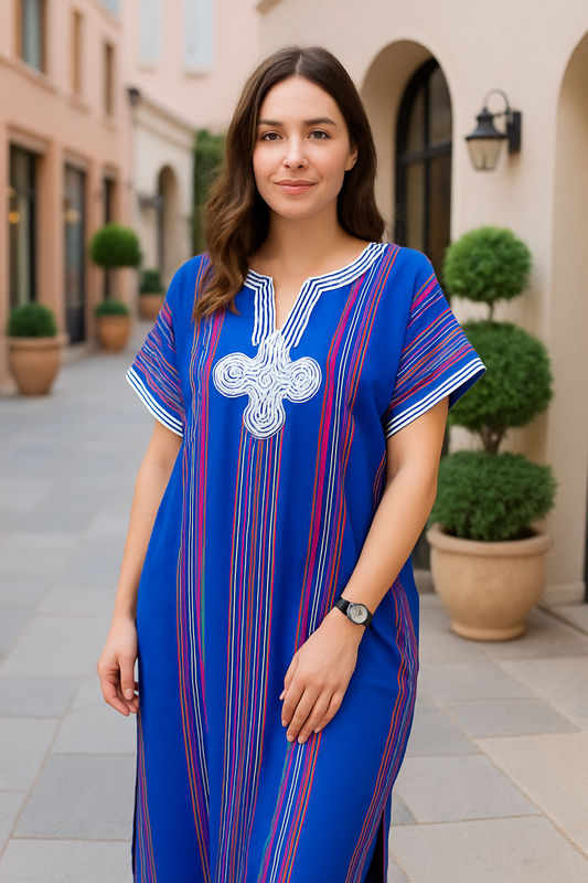 Stunning Blue Moroccan Kaftan - Bohemian Style Women's Oriental Dress