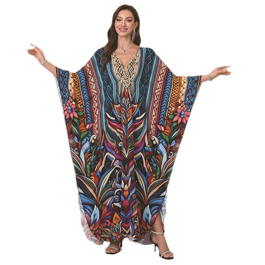 Fashion Personalized Cotton Printed Beach Dress Women