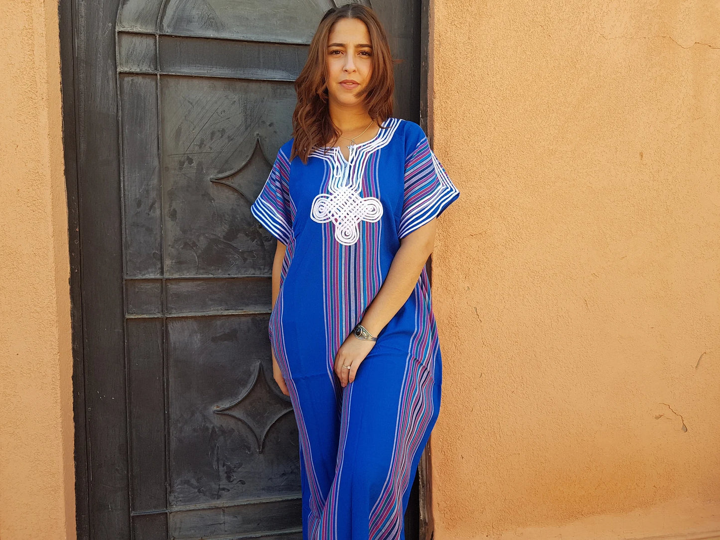 Stunning Blue Moroccan Kaftan - Bohemian Style Women's Oriental Dress