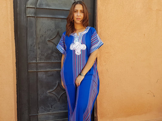 Stunning Blue Moroccan Kaftan - Bohemian Style Women's Oriental Dress
