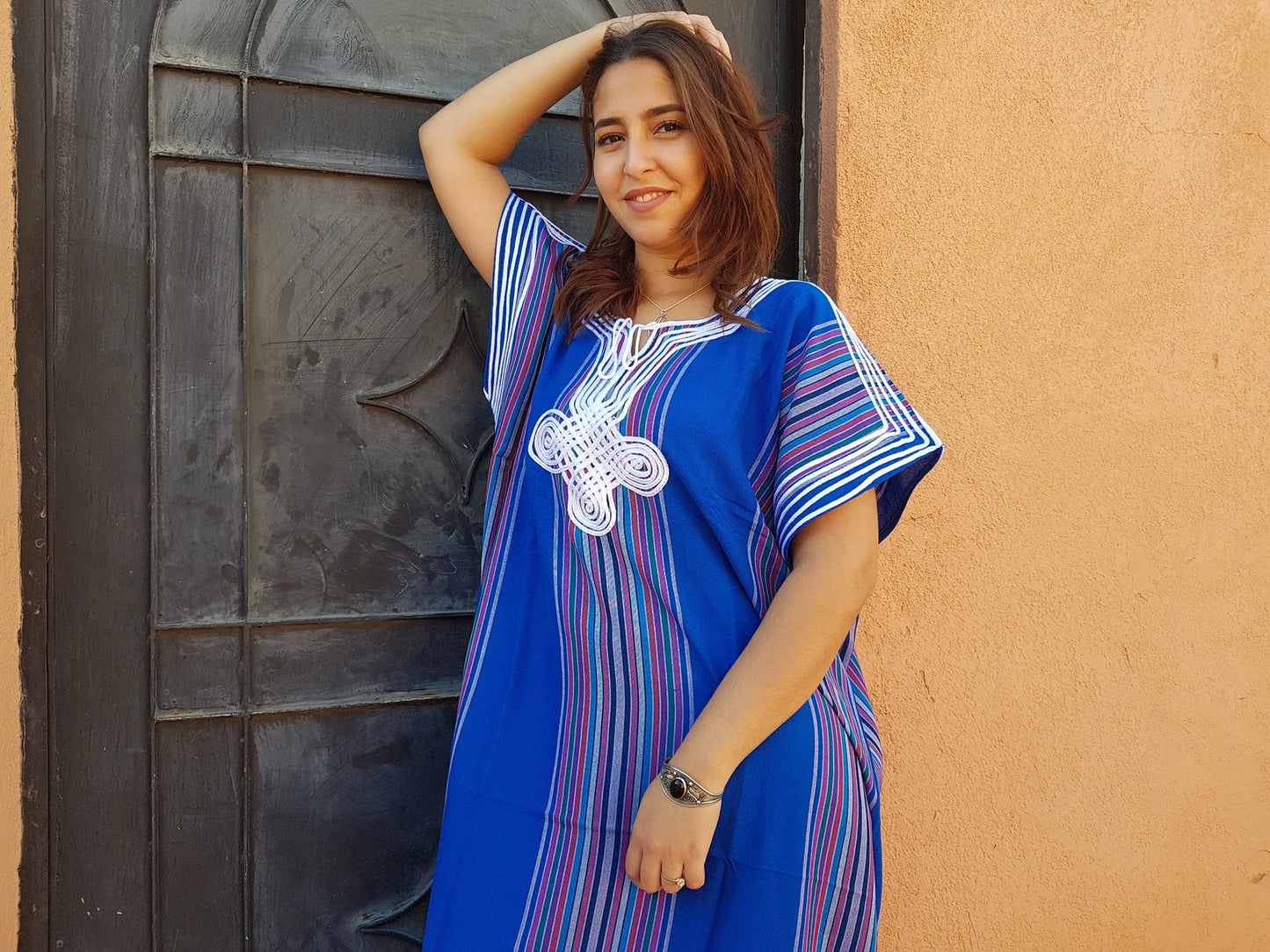 Stunning Blue Moroccan Kaftan - Bohemian Style Women's Oriental Dress