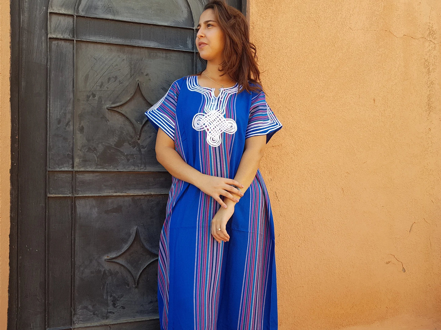 Stunning Blue Moroccan Kaftan - Bohemian Style Women's Oriental Dress